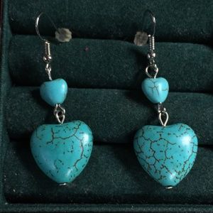 Turquoise heart dangle earrings